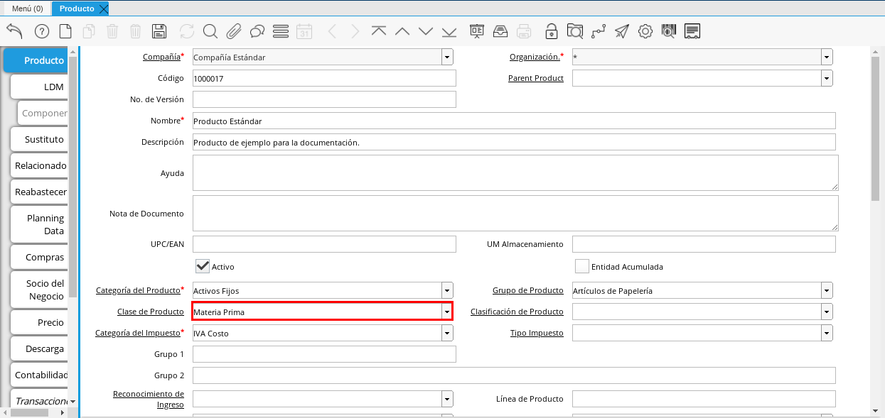 Product Class Field