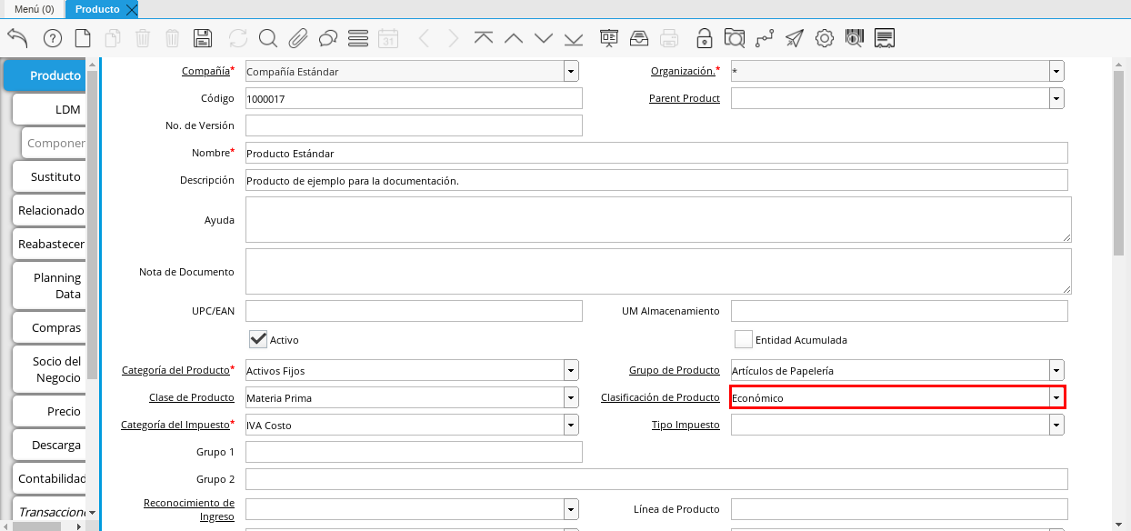 Product Classification Field