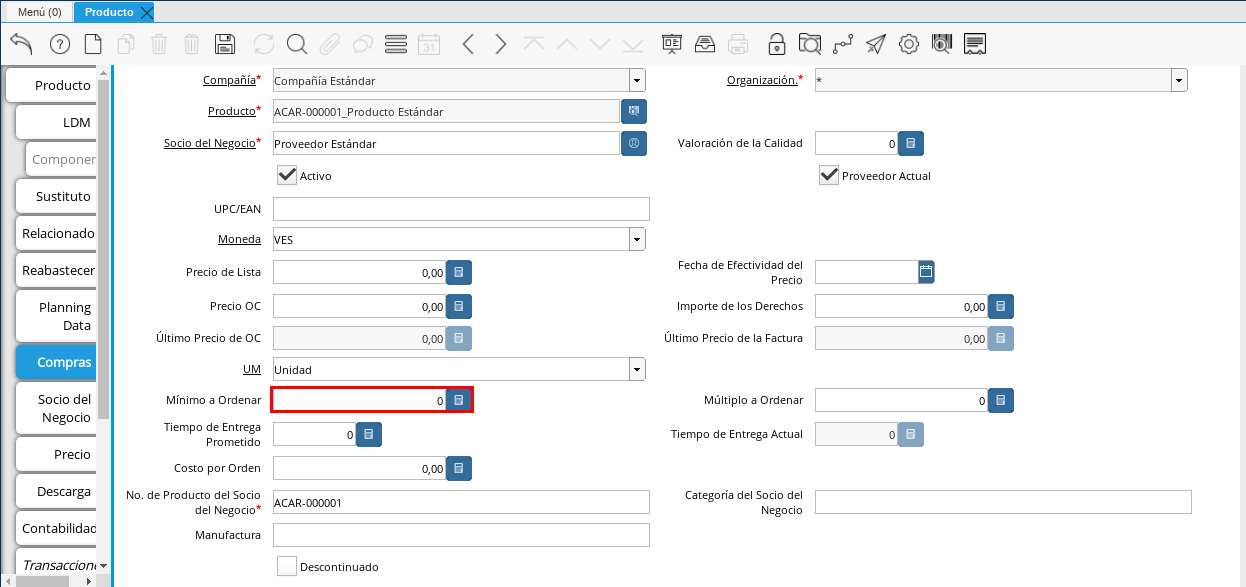 Minimum Order Field