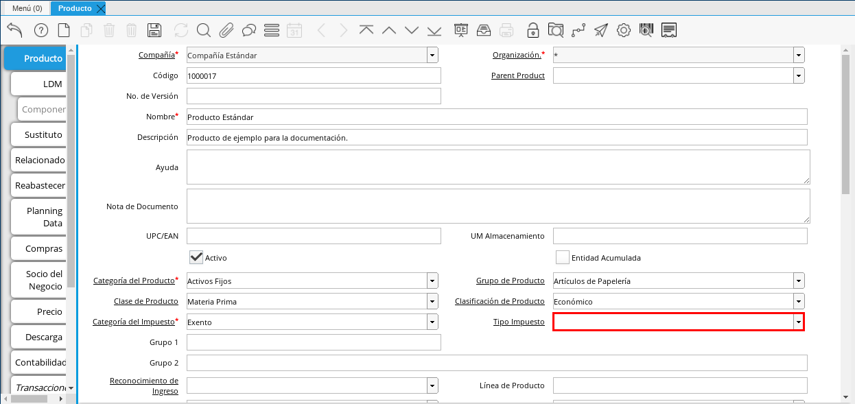 Tax Type Field